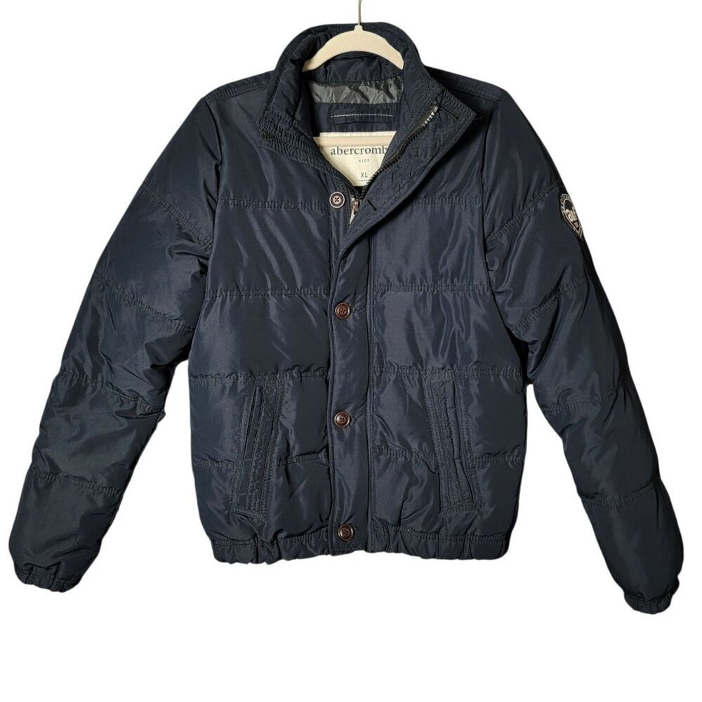 Abercrombie Kids Boys Blue Down Filled Puffer Jacket XL Preppy Winter